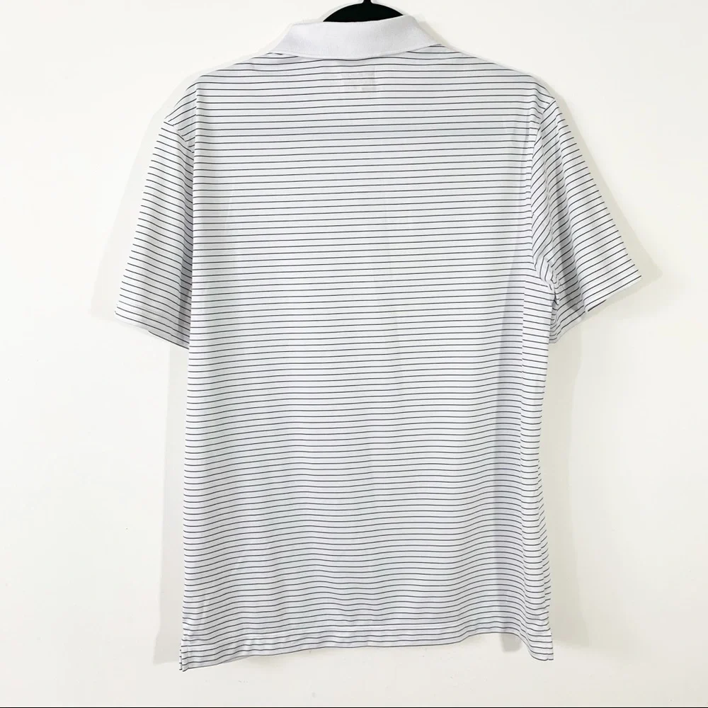 Nike White Polo Shirt with Thin Black Stripes